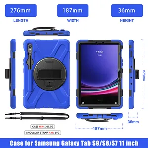 Casing Tablet silikon tahan guncangan, untuk Samsung Galaxy Tab S9/S8 X700 X706/S7 T870 T875 Universal 11 inci dengan braket tali