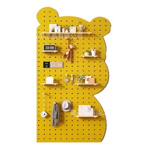 Green Bear Shape Wooden Pegboard Wall Mounted Storage <b>Rack</b> With <b>Shelves</b> For Entryway Decor And Display - Product Image 5