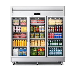Réfrigérateur-congélateur vertical commercial à 3 portes, robuste, avec vitrine de présentation pour cuisine - Product Image 1