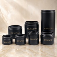 Pot cosmétique vide en plastique HDPE avec couvercle à vis, noir mat, pour crème, rechargeable, emballage pour soins de la peau