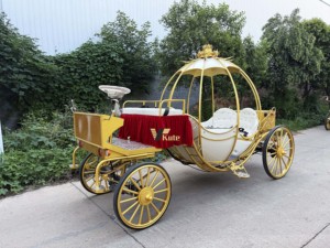 Offre Spéciale : Chariot Électrique Citrouille pour Mariage, Carrosse Doré Cendrillon pour Princesse, Voiture de Luxe pour Mariage et Visites Touristiques - Product Image 1