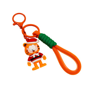 Porte-clés en résine avec motifs de dessins animés et de fleurs, avec cordon (designs assortis Garfield / Burger / Frites / <span class=keywords><strong>Pizza</strong></span>) - Product Image 5
