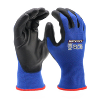 Gants de travail MaxiPact bleus en tricot élastique avec paume enduite de PU, légers, respirants, en polyester, antidérapants et de sécurité