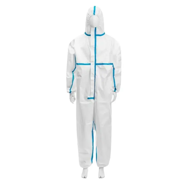 Disposable Full Gown Pe Disposal Chemical Protect Coverall With Reflect Tape