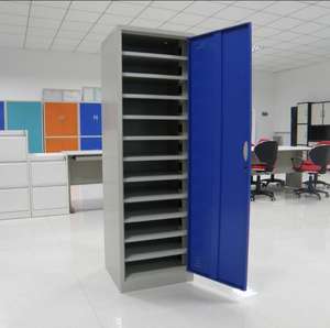 Carrito de Almacenamiento con Puerta Abatible de Hierro, con Cerradura, para Computadoras Portátiles, con Espacio para Cargar Celulares - Product Image 2