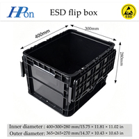 Caisse de rangement à couvercle rabattable ESD Haoputon 400*300*280, boîte en plastique conductrice résistante à l'usure pour la gestion des stocks industriels