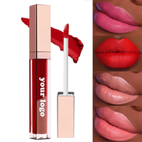 Rouge à lèvres liquide mat avec Logo, tenue longue durée, Rose, tube doré, Non collant, ne se décolore pas, gloss pour femmes, mat, maquillage en gros