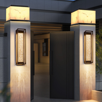 Lámpara de Pared LED de Cristal para Exteriores, Aplique de Pared Moderno Negro para Entradas Exteriores, Lámparas de Pared Impermeables