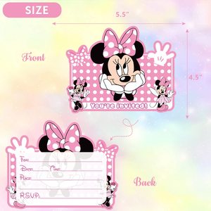 Usine vente chaude dessin animé thème fête ensemble fournitures de fête d'anniversaire avec Minnie Mouse thème conception Invitations carte à vendre - Product Image 2