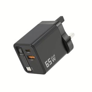 Type C Fast Charger 65W Gan USB Qc3.0 Wall Charger with Retractable Cable 35W PD Charger for Phone 15 16 Pro Max - Product Image 3