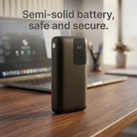 Power Bank Semi-Solid State 20000mAh 30W Konversi Tinggi dengan Kabel Pengisian Cepat Tipe-C Terintegrasi, Paket Baterai Eksternal