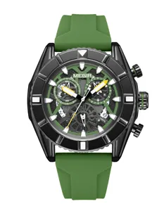 手表供应商MEGIR 2209男士模拟石英手表优雅手表硅胶Relojes Hombre中国表壳来样定做
