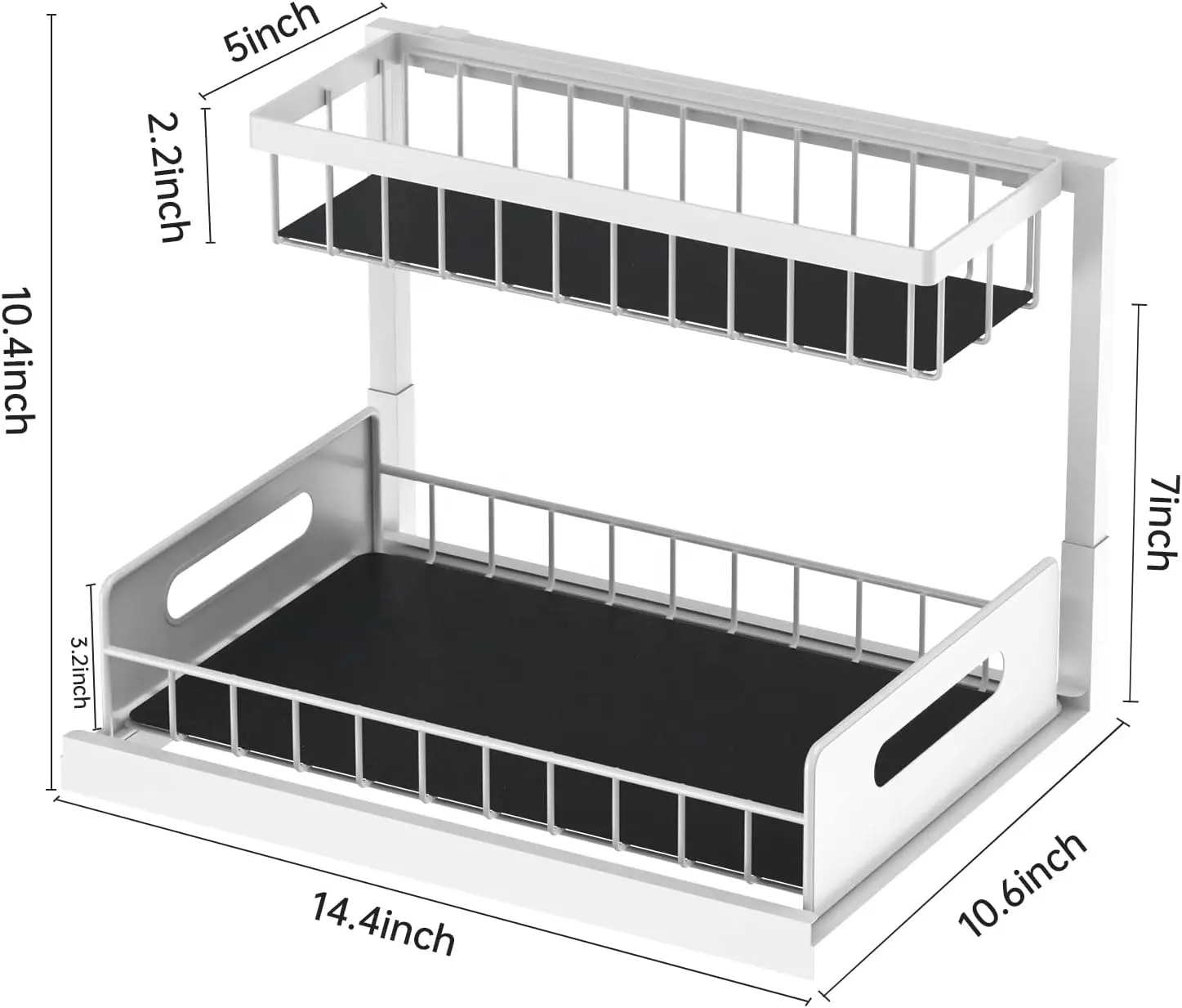 2-Tier Under Sink Pull Out Cabinet Storage Shelf with Sliding Storage Wire Basket Drawer for Bathroom Kitchen