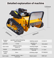 Remote Control Cordless Industrial Grade Tracked 4-Stroke 225CC Bensin Silinder Tunggal Sasis Baja Self Propelled All