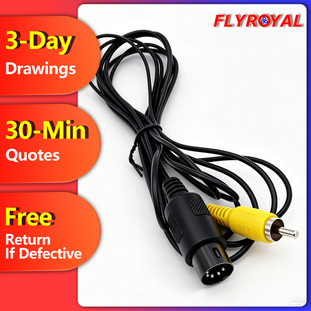 Custom 6 Pin Mini DIN to RCA Jack Wiring Retro Gaming Console Cable AV Audio Video Wire Harness with Audio & Video Connectors