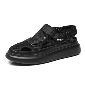 Men'S Genuine Leather Summer Breathable Anti Slip Open <b>Toe</b> Arch <b>Support</b> Soft Soled Casual Over the Knee Beach Slippers - Product Image 1