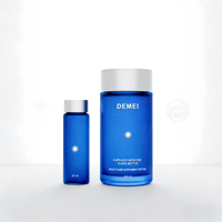 Conteneur en verre givré bleu mat de luxe personnalisé en usine, 30 ml, 140 ml, avec bouchon à vis blanc, portable, pour compléments alimentaires