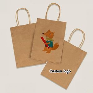 ถุงกระดาษคราฟท์ราคาถูก พิมพ์ลายตามสั่ง ถุงแบบตั้งได้ รีไซเคิลได้  โลโก้สั่งทำได้ ถุงกระดาษคราฟท์สีขาวล้วน มีหูหิ้ว - Product Image 1