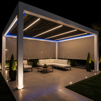 Pergola de jardin en aluminium motorisée à lames orientables, écologique, durable, imperméable, résistante aux intempéries, anti-UV, avec bande LED