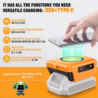 Adaptateur de chargeur sans fil pour batterie 18 V 20 V Qi 15 W Charge rapide Double USB Type C Batterie externe portable Cadeau de Noël Garage Van