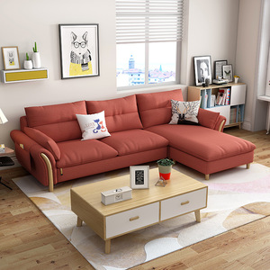 Bắc Âu tối giản 3 chỗ ngồi vải lanh sofa đặt góc tiết kiệm không gian thiết kế đệm cao su tự nhiên sẵn sàng để lắp ráp phòng khách - Product Image 4