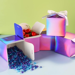 Eco Friendly Custom Logo Elegant Gift Packaging Cardboard Holographic <b>Paper</b> Box With Ribbon - Product Image 2