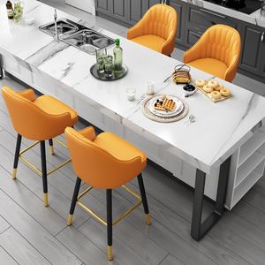Silla de Comedor Minimalista de Estilo <span class=keywords><strong>Italiano</strong></span>, Taburete de Cuero de Alta Gama con Patas Metálicas para Uso Doméstico - Product Image 6