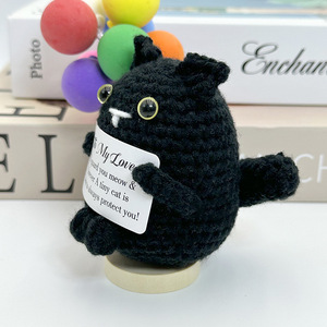 CLTF, decoración de escritorio de oficina, muñeco de Animal de ganchillo, gato siamés negro, regalo de San Valentín, muñeco positivo de ganchillo para <span class=keywords><strong>Amiga</strong></span>, novia - Product Image 2