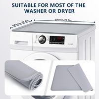 Tapis de séchage en silicone pour linge 60 x 60 cm, tapis antidérapant de protection pour dessus de sèche-linge, gris, tapis de protection pour dessus de lave-linge