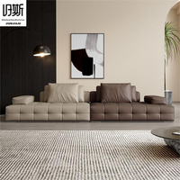 Canapé-lit convertible en cuir véritable de luxe, design italien moderne, avec dossier réglable et rembourrage en éponge, pour ensemble de salon