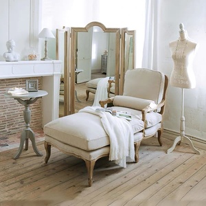 Chaise longue en bois massif de style campagnard américain, chaise longue vintage européenne pour balcon, <span class=keywords><strong>lit</strong></span> de salon français pour chambre à coucher - Product Image 1