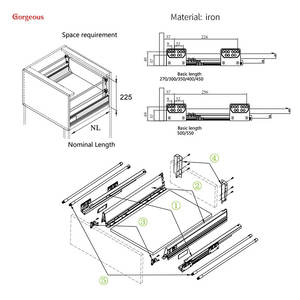 고품질 이중벽 서랍 박스 3D 조절 주방 캐비닛 서랍 슬라이드 부드러운 닫힘 주방 캐비닛 서랍 슬라이드 - Product Image 2