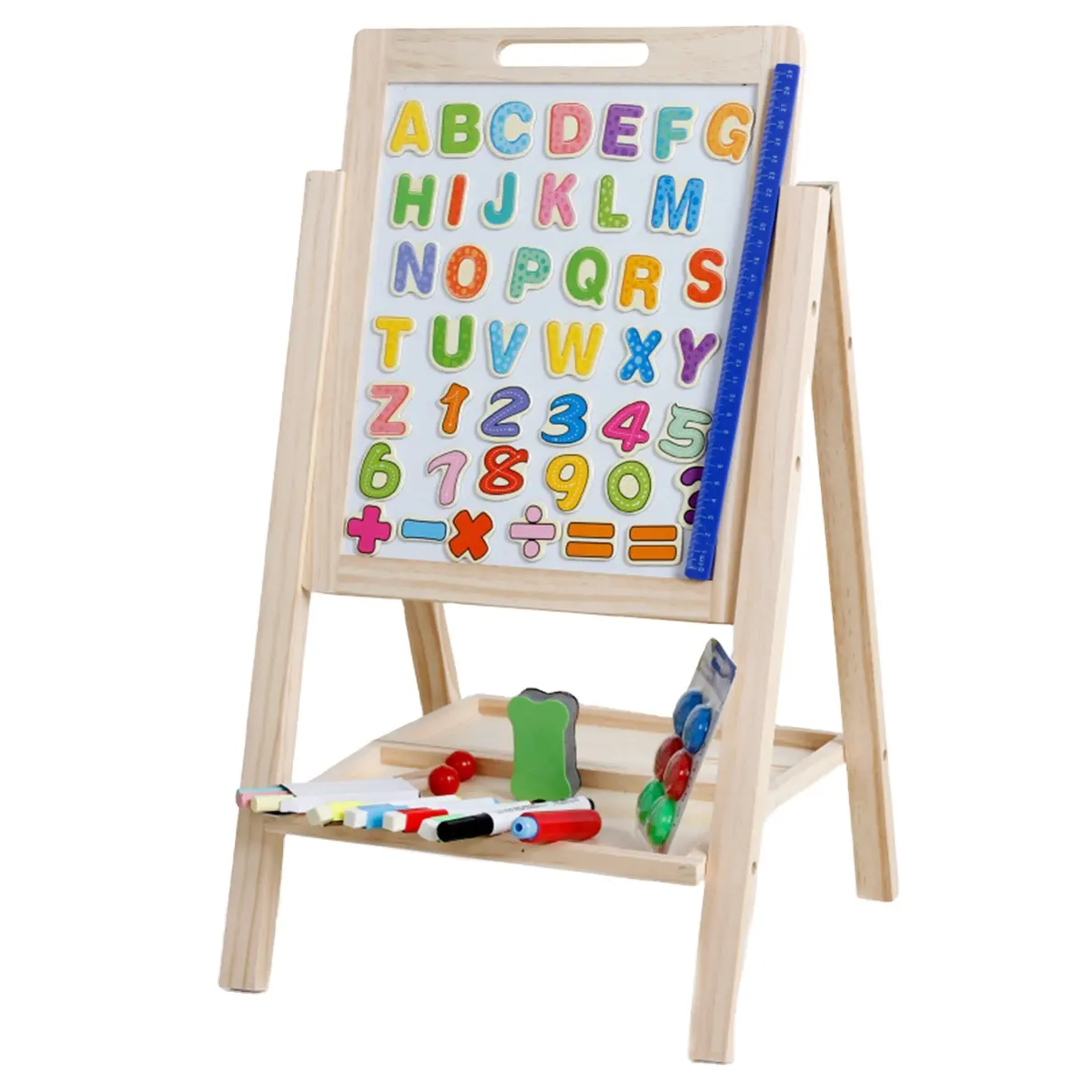 Многофункциональная Магнитная обучающая игрушка двухсторонняя стираемая складная деревянная мольберта для рисования для детей мальчиков и девочек