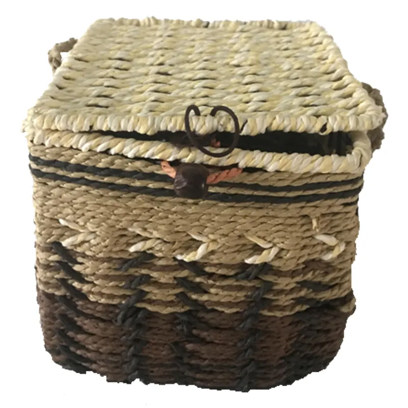 Picnic Basket Kids Toys Storage Basket with Lid Natural Seagrass Storage Baskets for Organizing Handmade Fruits Container