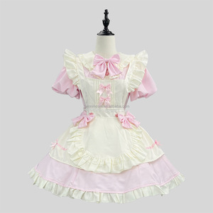 Nuovo <span class=keywords><strong>Costume</strong></span> da Cameriera in Stile Lolita Giapponese, Abito Cosplay Nero e Rosa per Adulti, Uniforme da Gattina con Fiocco, Set <span class=keywords><strong>Costume</strong></span> di Halloween - Product Image 5