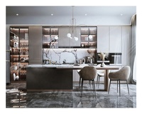 Designs de cuisine modernes Nouveau design personnalisé d'armoires de cuisine murales en Mdf gris avec îlot pour la maison