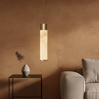 Lampe suspendue de chevet en albâtre de style nordique moderne et minimaliste, barre lumineuse longue en marbre pour plafond, idéale pour bar, restaurant, chambre à coucher
