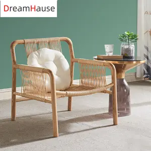 Dreamhause İskandinav katı ahşap tekli koltuk oturma odası yatak odası balkon Inn otel eğlence tembel salon Rattan sandalyeler tasarımcı