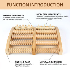 Rodillo de pie de madera natural para masaje de acupuntura, alivio de fascitis plantar, masajeador de pies de madera de 5 filas para el cuidado de la salud - Product Image 3