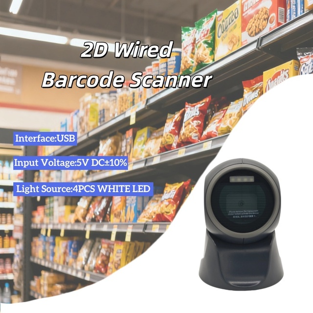 Desktop 2D Wired Barcode Scanner Barcode Reader Suitable for Supermarket Use