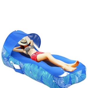 <b>Inflatable</b> Chaise Lounge air <b>Sofa</b> with Shade Tent, Foldable <b>Inflatable</b> Beach Bed for Traveling Beach Park Picnic - Product Image 1