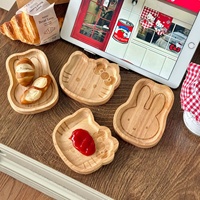 Kt Mignon Dessin Animé Poli En Bois Ketchup Plat Exquis Petit Plat De Saveur Jetable Plat De Trempage Haut Fait En Bois De Caoutchouc