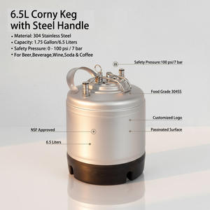 KEGMAXS新品1.75ガロンボールロックケグ304ステンレスコーネリアスケグ6.5L自作コーニーケグスチールハンドル付き - Product Image 2