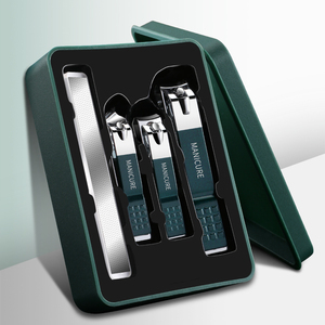 Ensemble de coupe-<span class=keywords><strong>ongles</strong></span> en acier carbone de haute qualité et luxueux, 4 pièces, kit de manucure et de toilettage professionnel, portable avec boîte en métal pour l'art des <span class=keywords><strong>ongles</strong></span> - Product Image 1