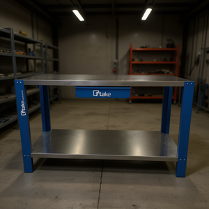 Ttake Compact <b>Workbench</b> 190 Cm <b>Steel</b> Top With Shelf Industrial Use - Product Image 3