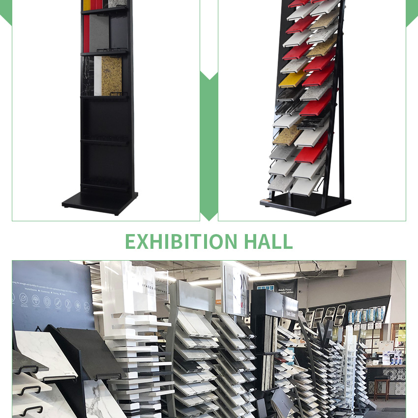 Metal Flooring Display Racks Showroom Tower Granite Sample Floor Standing Ceramic Quartz Marble Shelf Stone Tile Display Rack