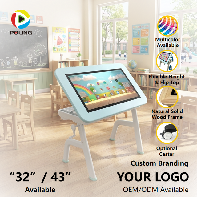 Interactive Touch Screen Gaming Table 32 Inch Adjustable Digital Smart Study Table for Toddler Teen Family Classroom