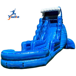 Надувная водная горка-батут синяя 40 футов, надувная горка для взрослых с бассейном для детей - Product Image 1