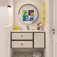 Ensemble meuble-lavabo de salle de bain avec vasque intégrée en céramique sans joint en pierre frittée, meuble sous-vasque sur mesure