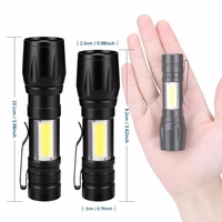 Lampe torche LED rechargeable portable avec zoom, lampe de poche XPE, lanterne, 3 modes d'éclairage, lampe de camping, mini lampe torche LED
